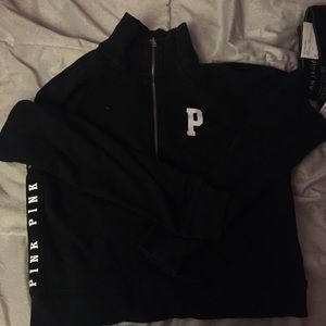Black PINK half zip sweater